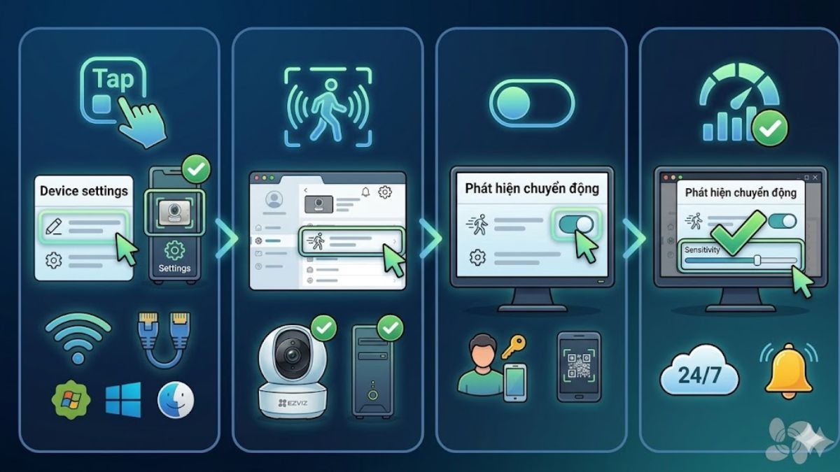 Cách cài Camera EZVIZ - Bật theo dõi chuyển động