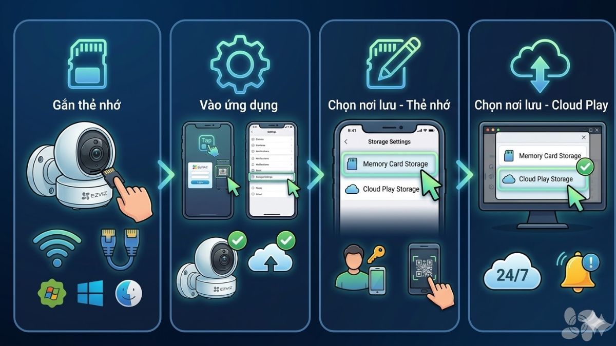 Cách cài Camera EZVIZ - Cài đặt lưu trữ