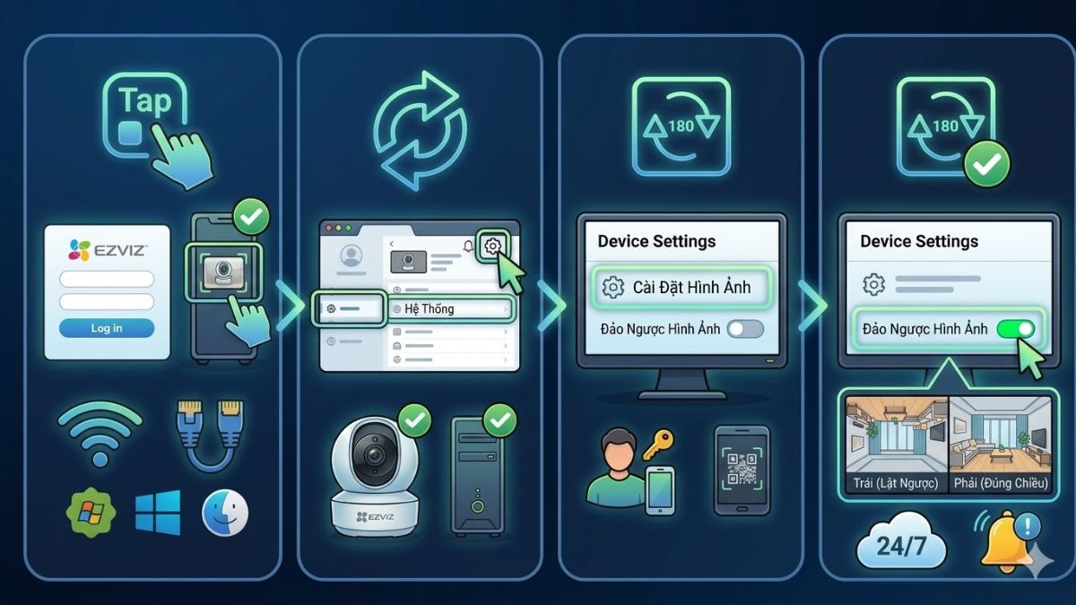 Cách cài Camera EZVIZ - Đảo ngược hình ảnh