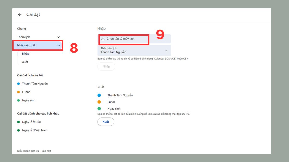 Cách cài lịch âm trên OPPO - Tải lịch đuôi .ics bước 4-1