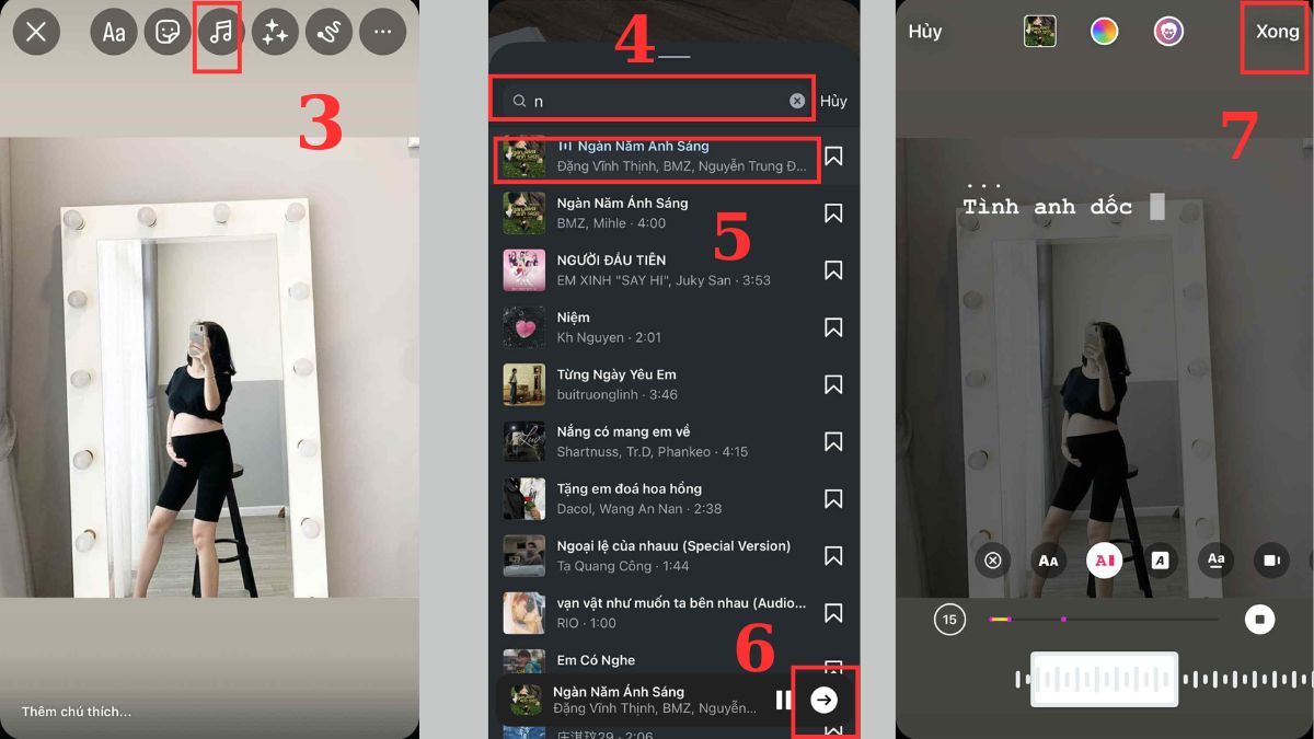 cCách thêm nhạc không có sẵn vào Story Instagram bước 3, 4, 5, 6, 7