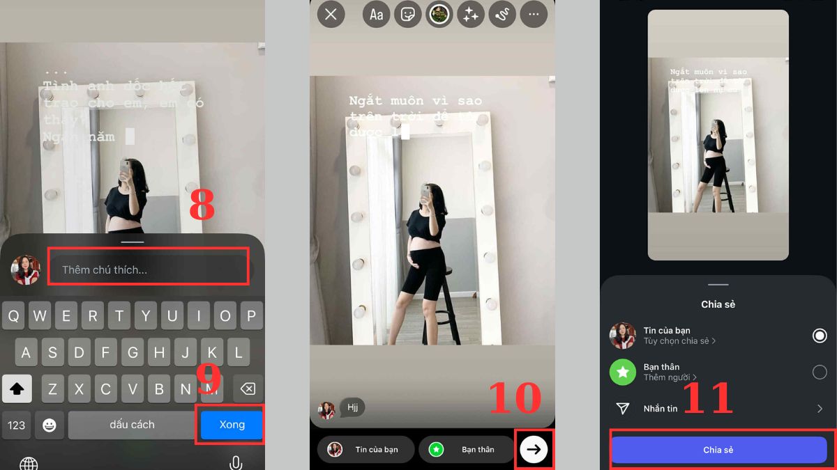 cCách thêm nhạc không có sẵn vào Story Instagram bước 8, 9, 10, 11