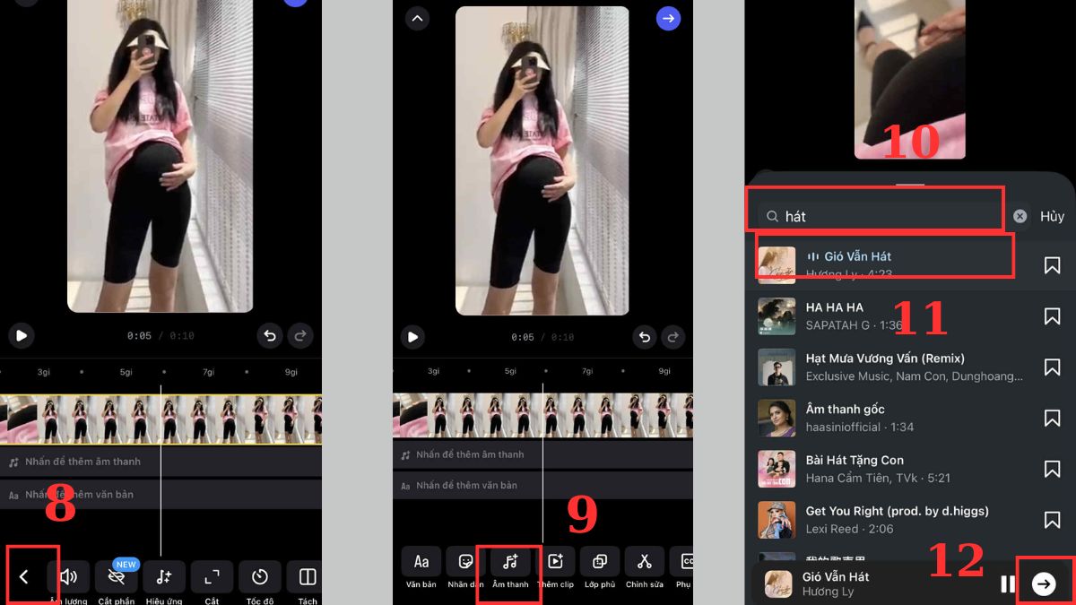 Cách chèn nhạc vào Instagram Reels từ nguồn nhạc khác bước 8, 9, 10, 11, 12