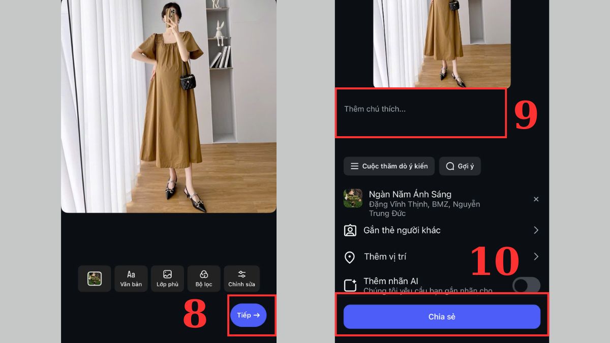 Cách chèn nhạc vào bài đăng Instagram -  Dạng bài đăng ảnh bước 8, 9, 10