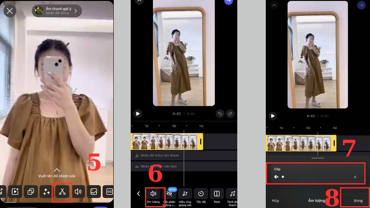 Cách chèn nhạc vào bài đăng Instagram -  Dạng bài đăng video bước 5, 6, 7, 8