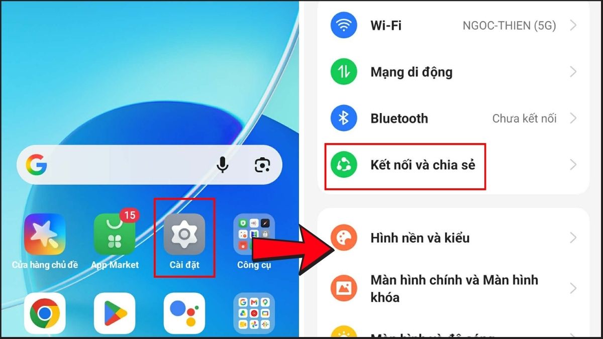 Cách chia sẻ 4G trên OPPO bằng cách bật Điểm truy cập cá nhân bước 1