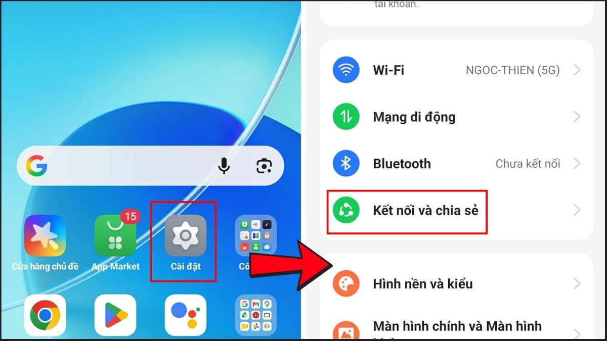 Cách chia sẻ 4G trên OPPO qua Bluetooth Tethering bước 1