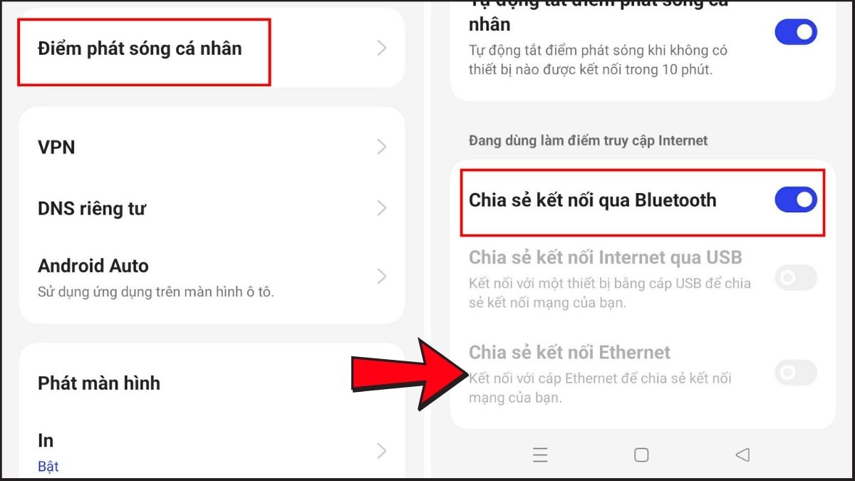 Cách chia sẻ 4G trên OPPO qua Bluetooth Tethering bước 2