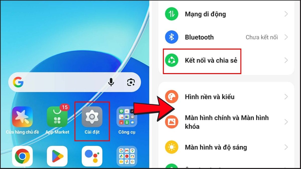 Cách chia sẻ 4G trên OPPO qua cáp USB bước 2
