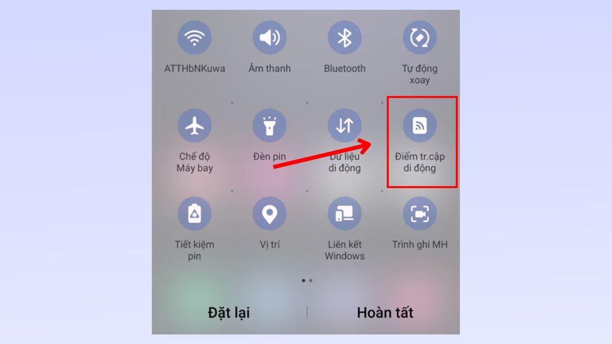 Cách chia sẻ 5G trên Samsung - Sử dụng bảng điều khiển nhanh
