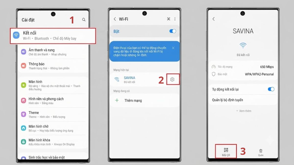 Cách chia sẻ 5G trên Samsung - Chia sẻ mã QR
