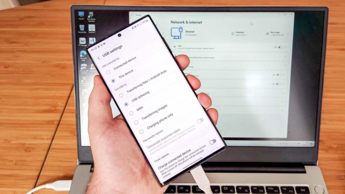 Cách chia sẻ 5G trên Samsung qua cáp USB bước 1