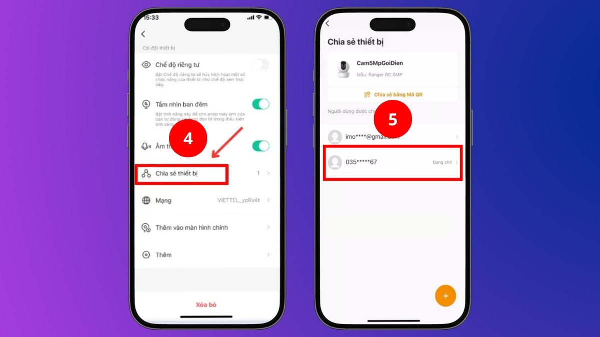 Cách tắt chia sẻ camera imou cho người khác bước 2