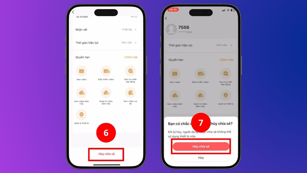 Cách tắt chia sẻ camera imou cho người khác bước 3