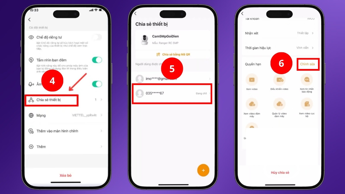 Cách chia sẻ camera imou cho người khác - Phân quyền cho tài khoản khác bước 2