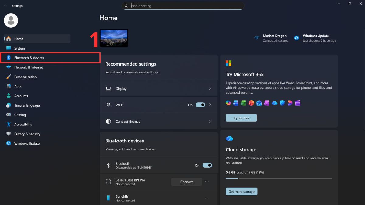 Cách chỉnh độ nhạy chuột Win 11 bước 1