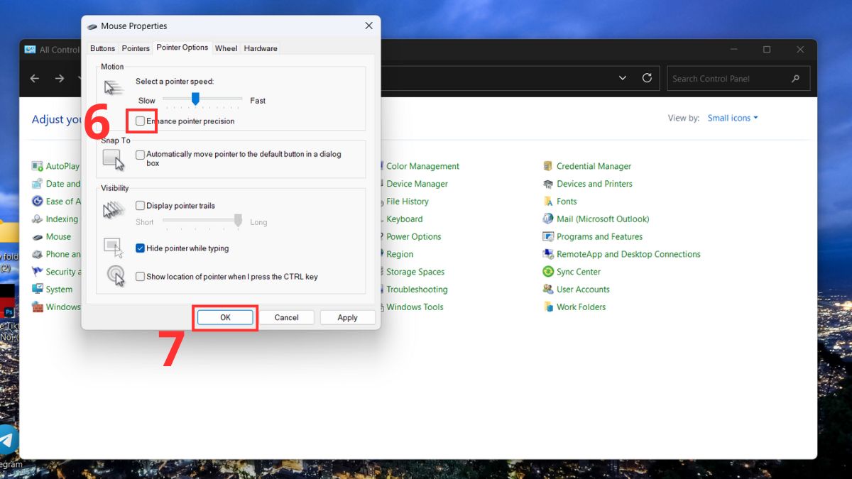 Cách chỉnh độ nhạy chuột qua Control Panel bước 4