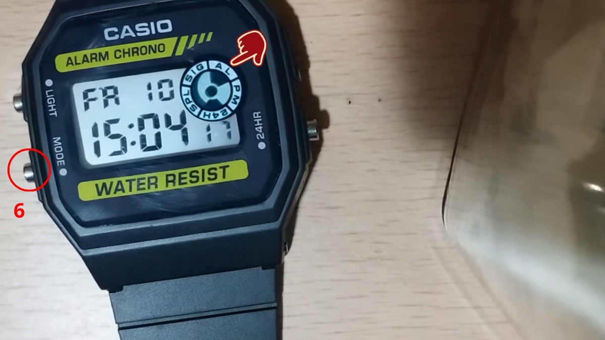 Cách chỉnh đồng hồ Casio 3 nút - Cài đặt báo thức bước 3