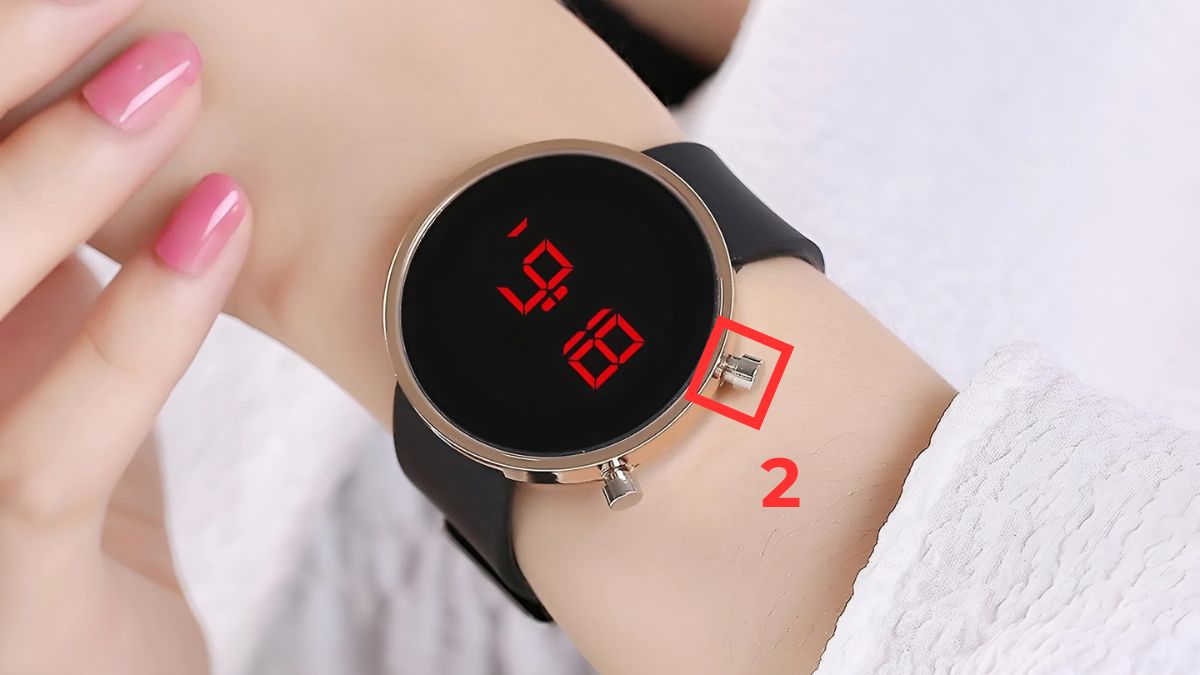 Cách chỉnh đồng hồ LED đeo tay 2 nút bước 2