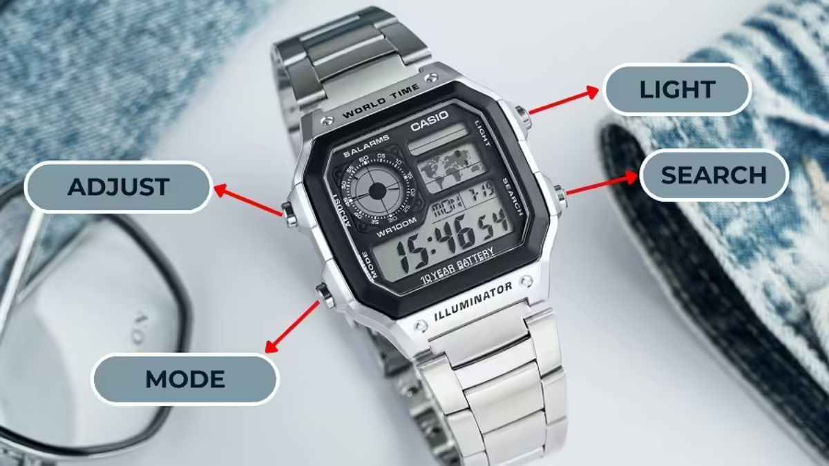 Cách chỉnh giờ đồng hồ Casio 4 nút - Các nút chức năng quan trọng