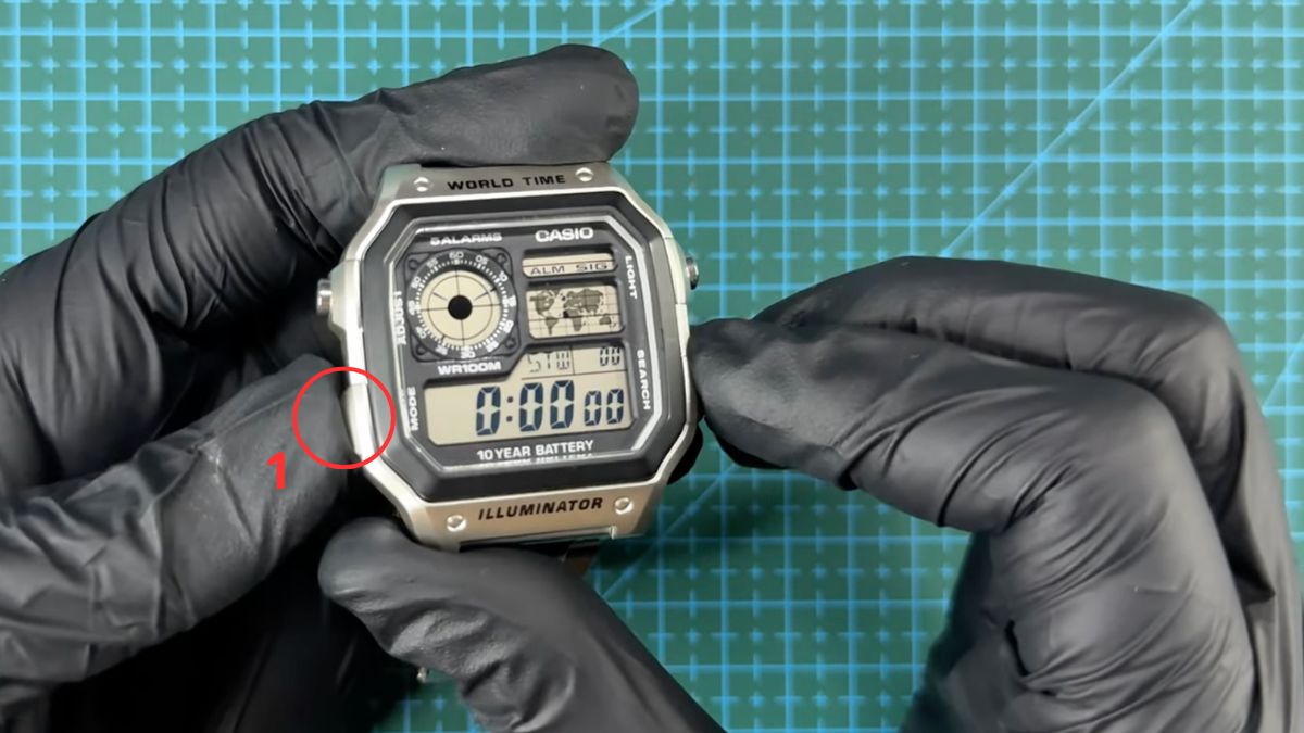 Cách chỉnh giờ đồng hồ Casio 4 nút - Sử dụng đồng hồ bấm giờ bước 1