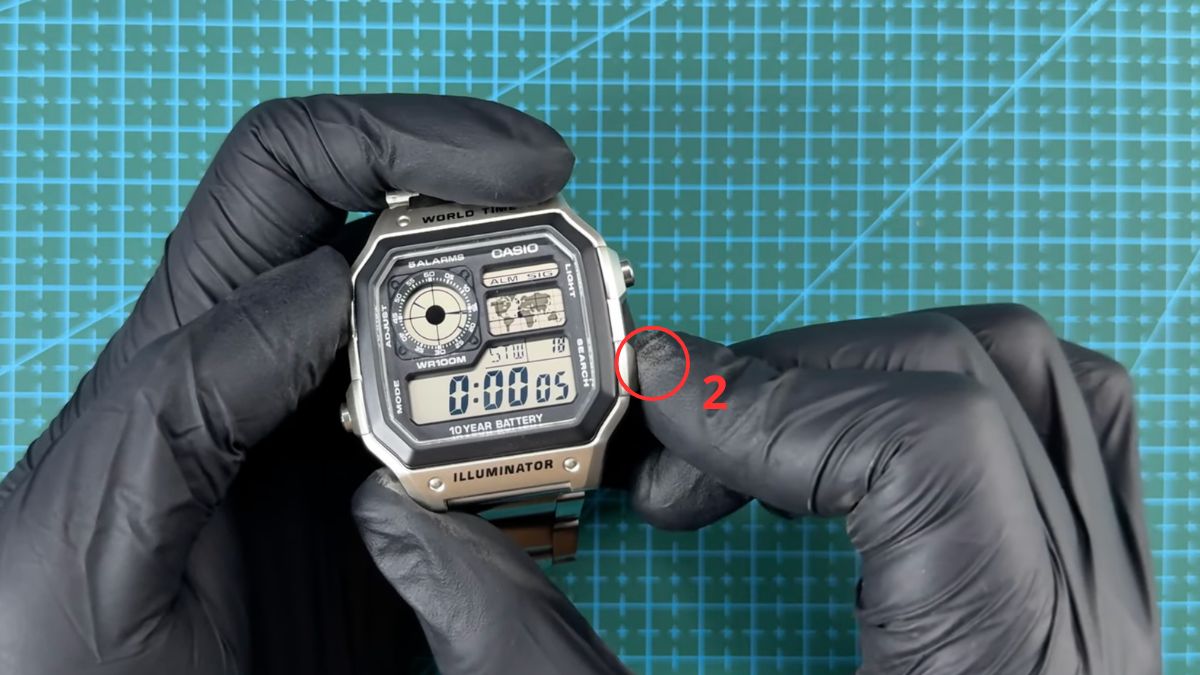 Cách chỉnh giờ đồng hồ Casio 4 nút - Sử dụng đồng hồ bấm giờ bước 2