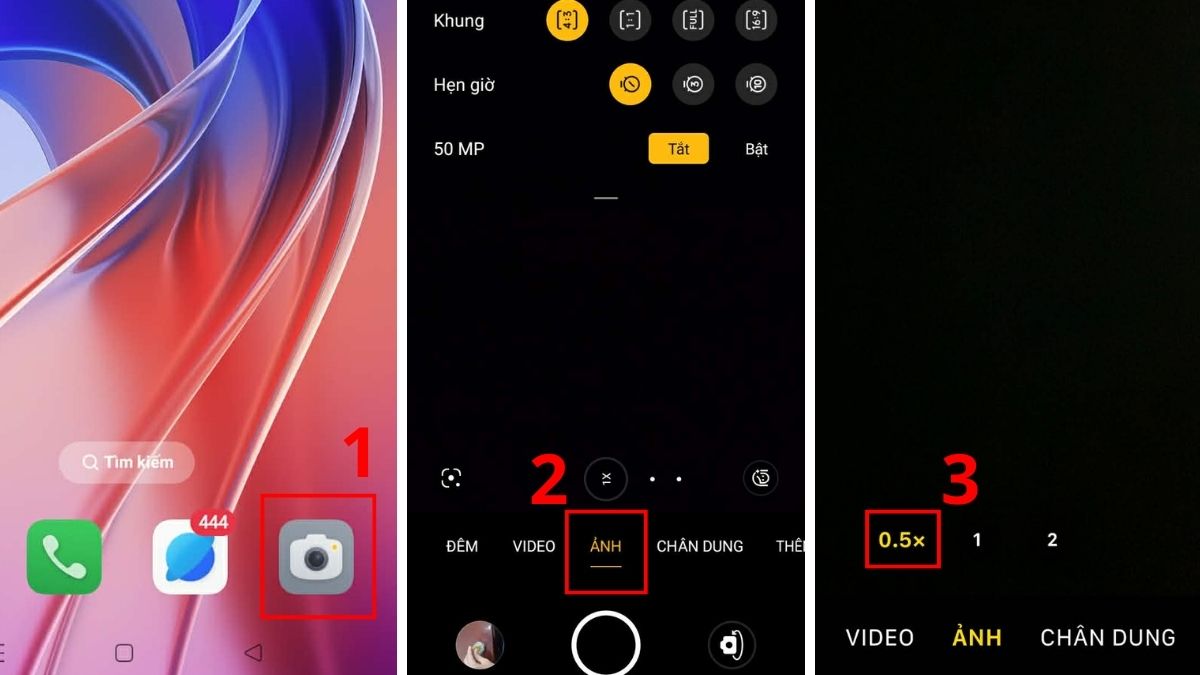Cách chụp 0.5 trên OPPO - Chọn chế độ góc rộng 0.5x
