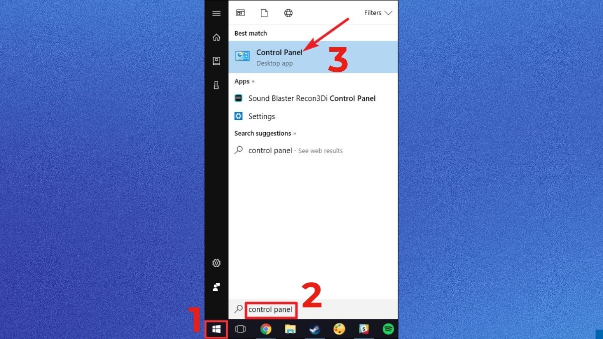 Cách chuyển chuột trái sang phải Win 10 bằng Control Panel bước 1