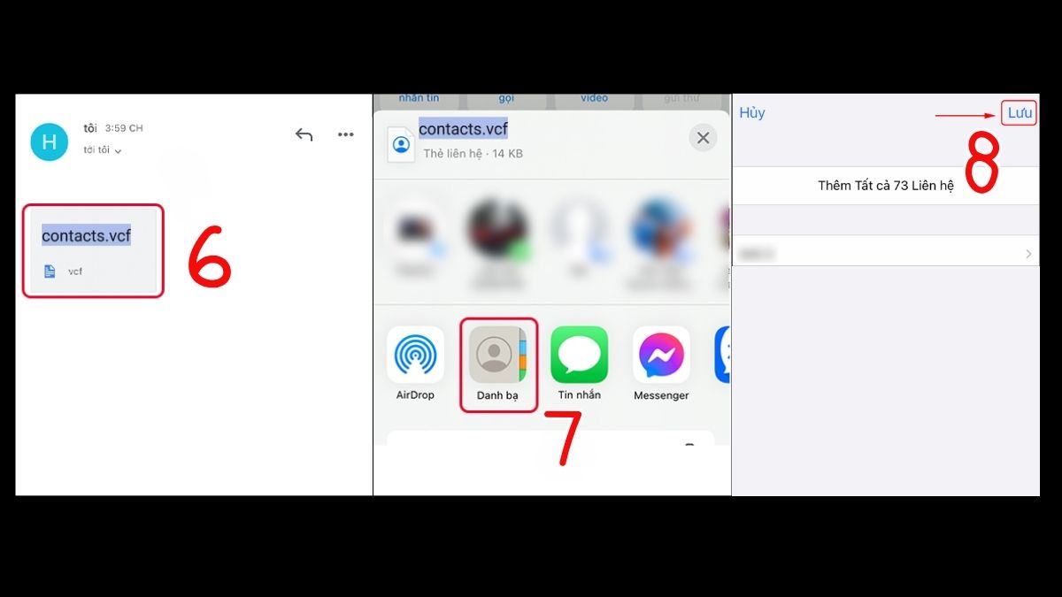 Cách chuyển danh bạ từ OPPO sang iPhone bằng cách xuất file VCF qua Gmail bước 3