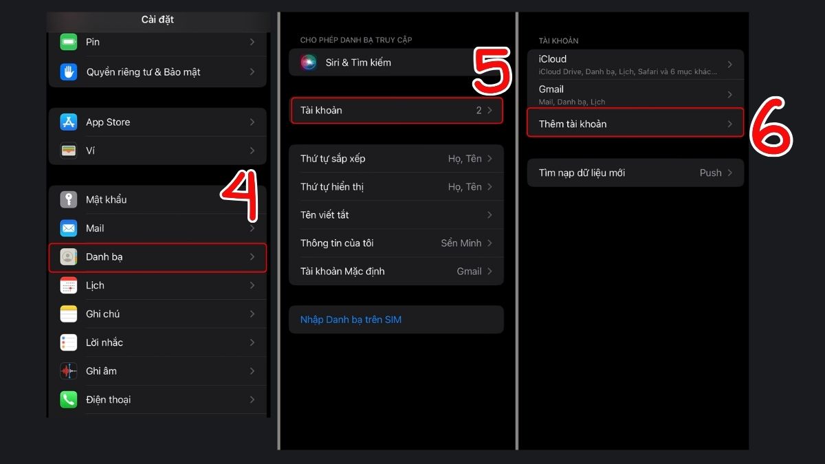 Cách chuyển danh bạ từ OPPO sang iPhone qua tài khoản Google bước 2