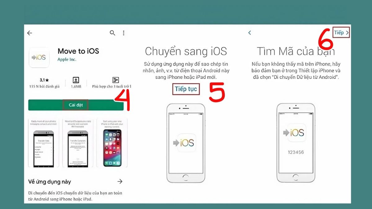 Cách chuyển danh bạ từ OPPO sang iPhone bằng Move to iOS bước 2