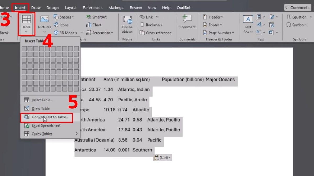 Cách copy từ ChatGPT sang Word - Dạng bảng biểu bước 3