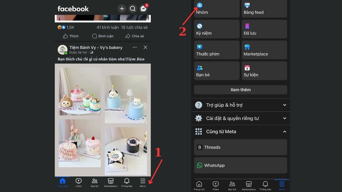 Cách đăng bài trên Facebook trong các group bước 1, 2