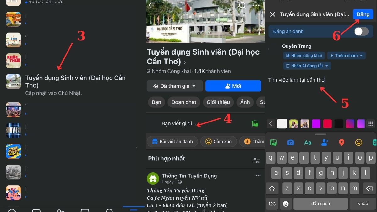 Cách đăng bài trên Facebook trong các group bước 3, 4, 5, 6