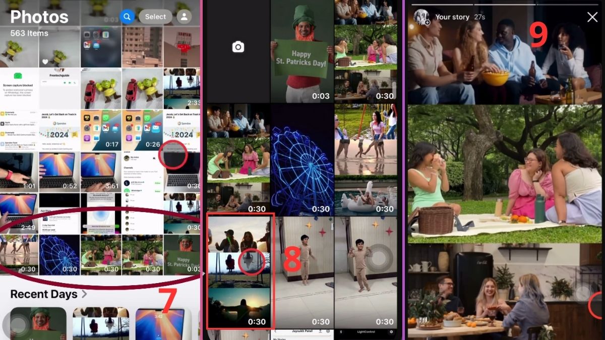 Cách đăng story dài trên Instagram - Sử dụng app bên thứ 3 bước 7, 8, 8