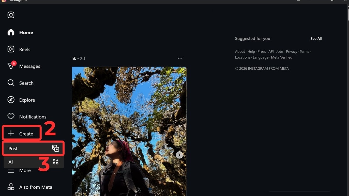 Cách đăng thước phim trên Instagram trên máy tính bước 2