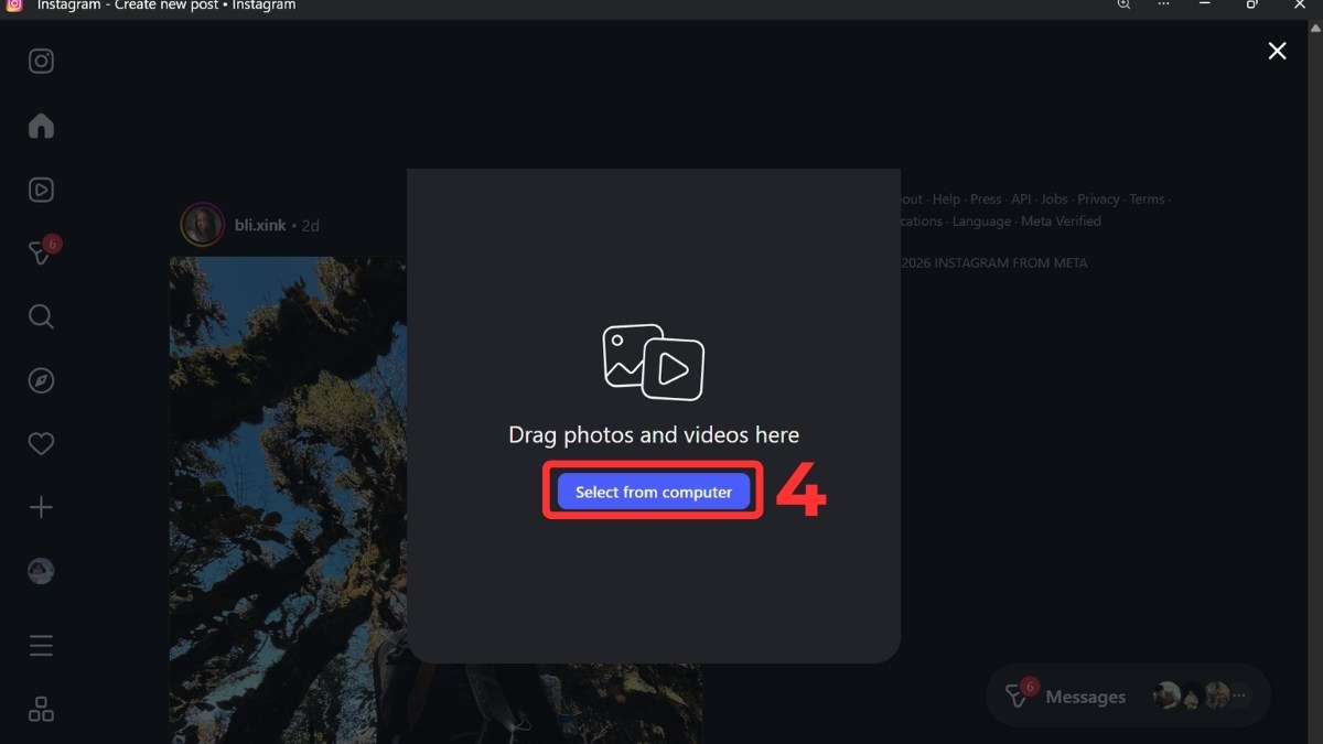 Cách đăng thước phim trên Instagram trên máy tính bước 3