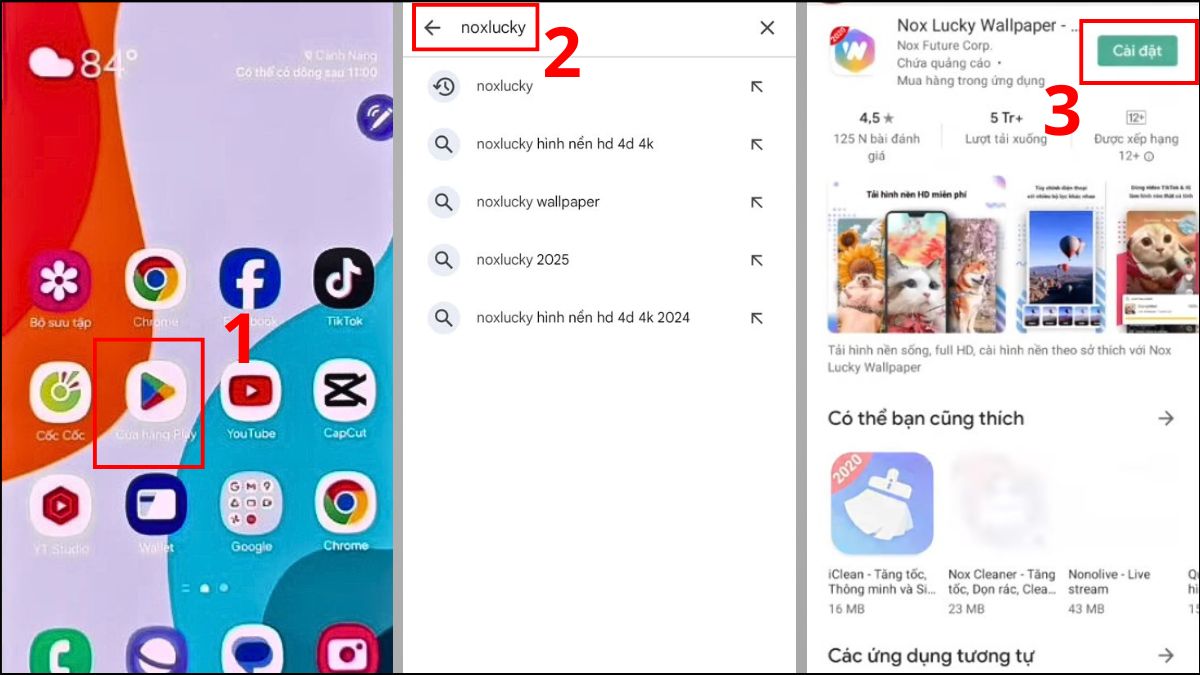 Cách đặt video làm hình nền điện thoại Oppo bằng NoxLucky bước 1