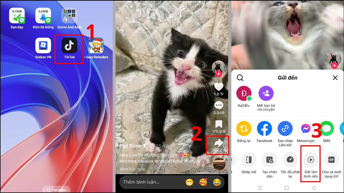 Cách đặt video làm hình nền điện thoại Oppo qua TikTok bước 1