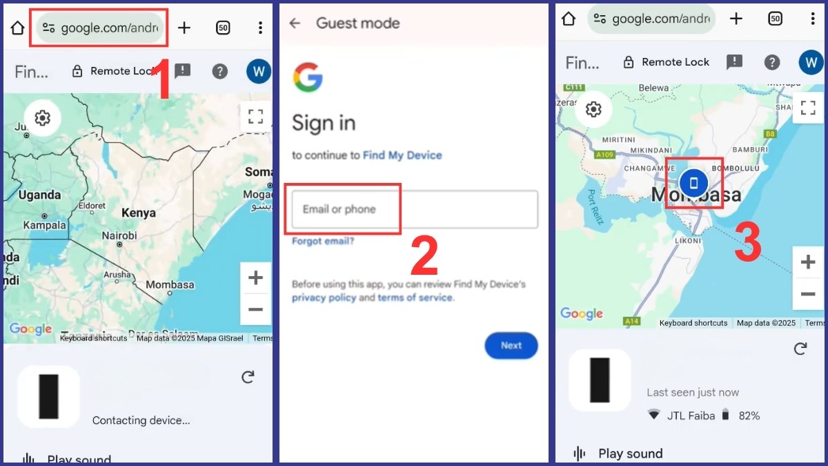 Cách định vị điện thoại OPPO bằng Google Find My Device