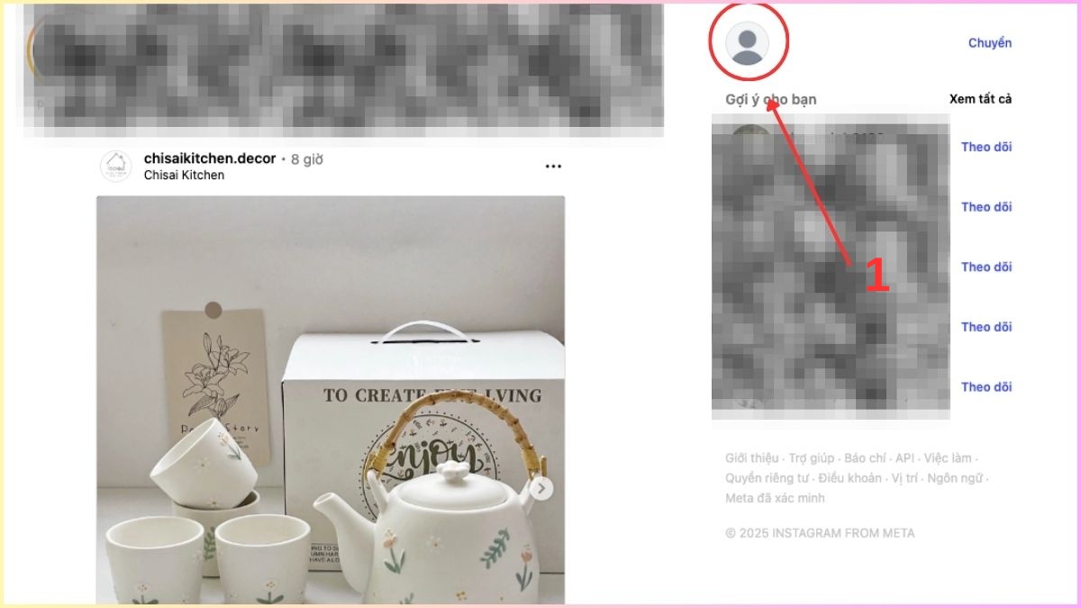 Cách đổi avatar trên Instagram bằng máy tính bước 1