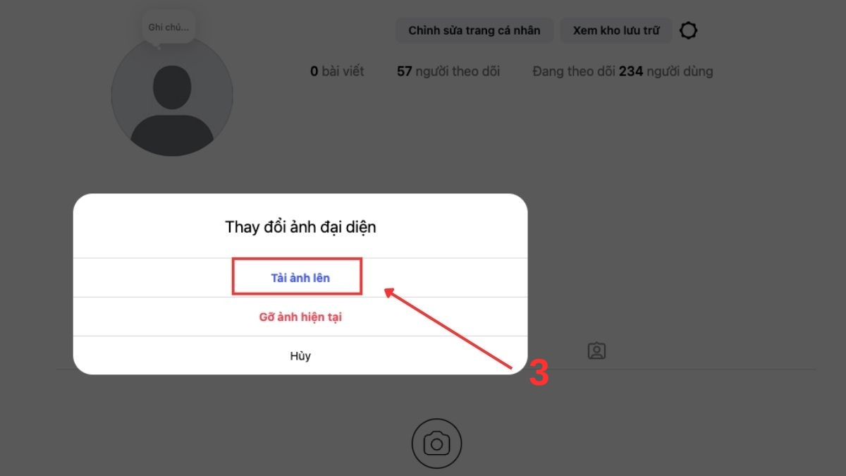 Cách đổi avatar trên Instagram bằng máy tính bước 3