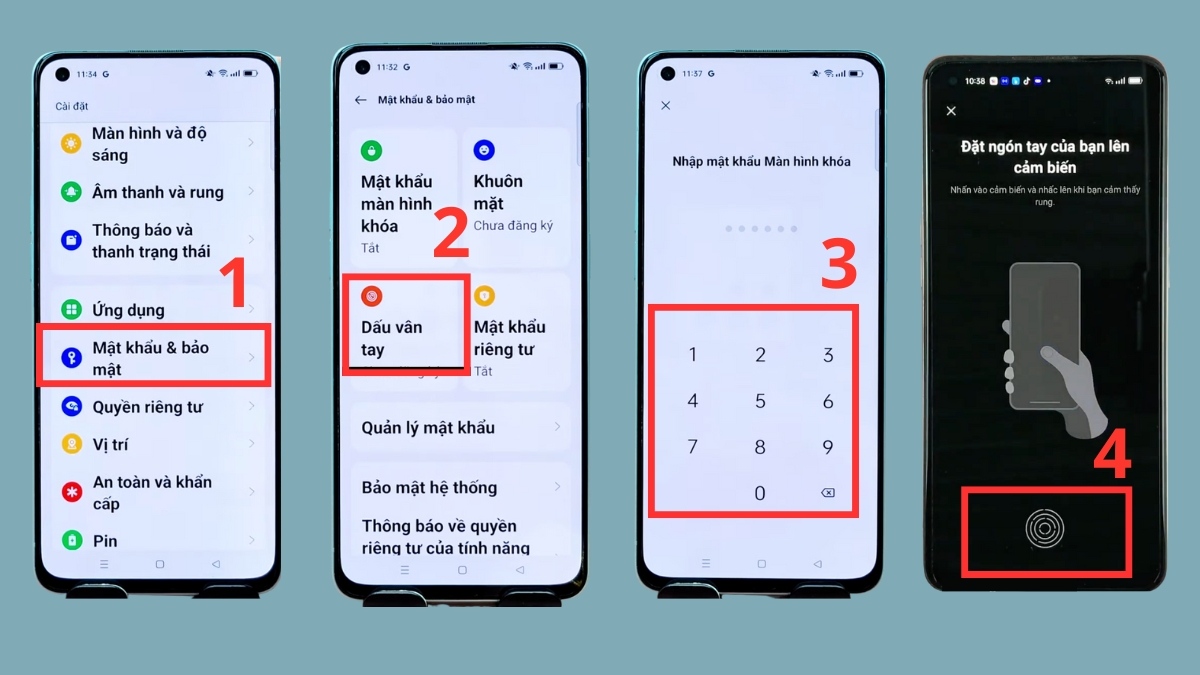 Cách đổi mật khẩu điện thoại OPPO - Đổi mật khẩu bằng dấu vân tay