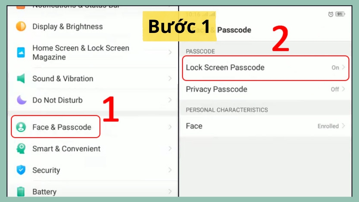 Cách đổi mật khẩu điện thoại OPPO - Đổi mật khẩu chữ cái và số bước 1