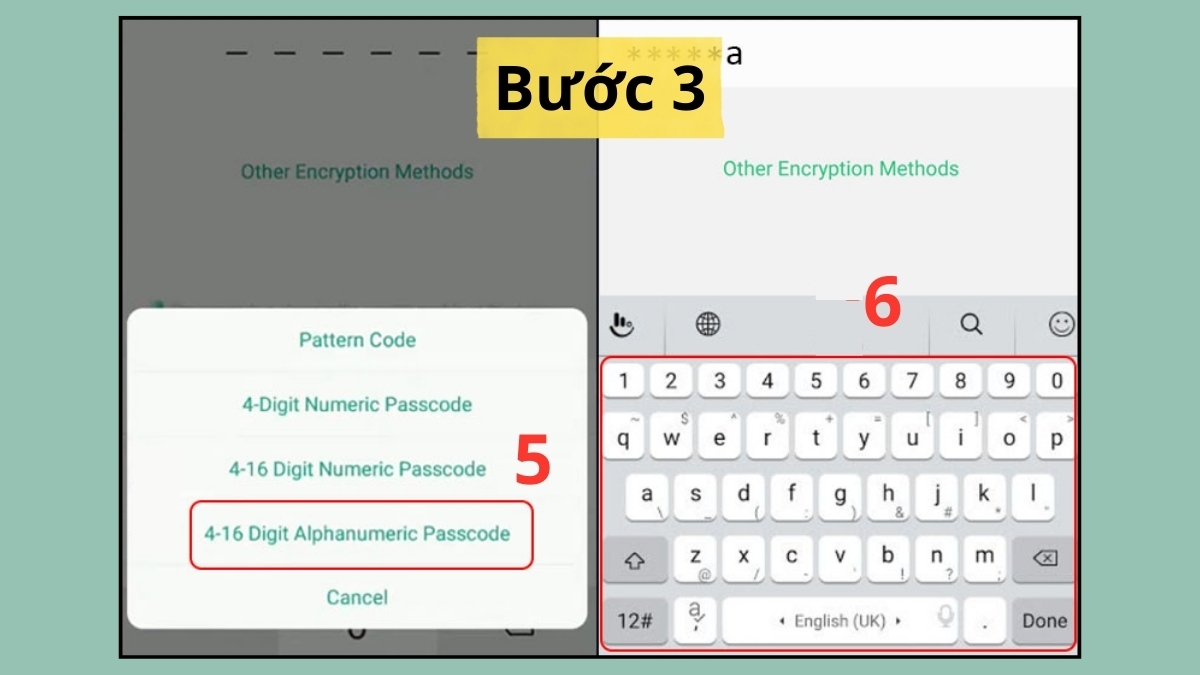 Cách đổi mật khẩu điện thoại OPPO - Đổi mật khẩu chữ cái và số bước 3