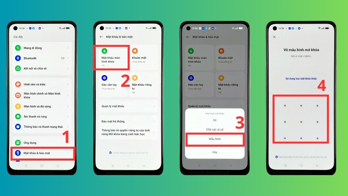 Cách đổi mật khẩu điện thoại OPPO - Đổi mật khẩu mẫu hình