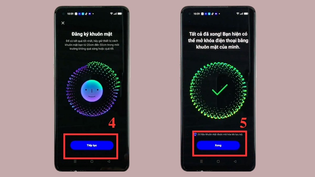 Cách đổi mật khẩu điện thoại OPPO - Đổi mật khẩu bằng nhận diện khuôn mặt bước 4, 5