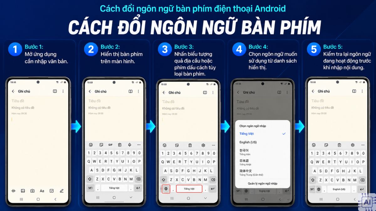 Cách đổi ngôn ngữ bàn phím điện thoại Android - Đổi ngôn ngữ bàn phím