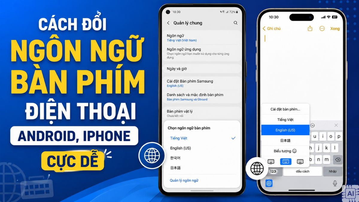 Cách đổi ngôn ngữ bàn phím điện thoại Android, iPhone cực dễ