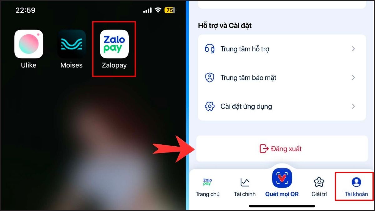 Cách đổi số điện thoại Zalo Pay bước 1